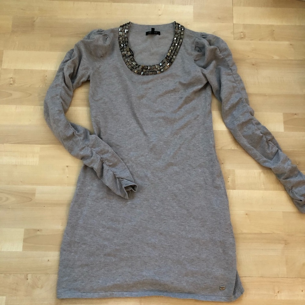 Gray sweater dress